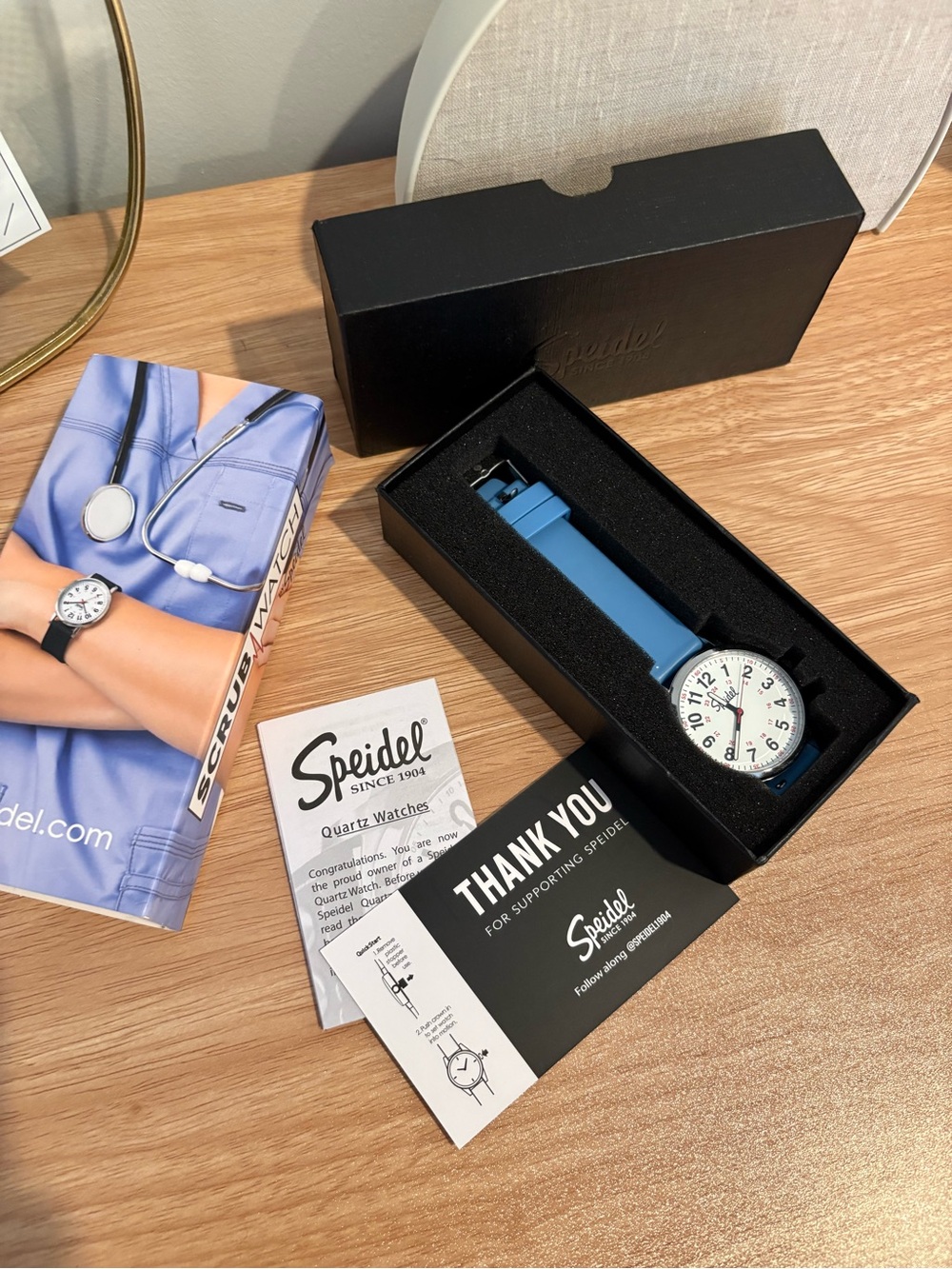 Speidel Light Blue Nurse Watch with White Dial